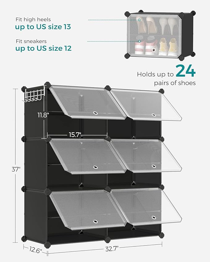 SONGMICS Shoe Rack Organizer, 6-Tier Shoe Storage Cabinet - Image 3