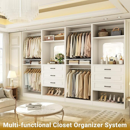 Unikito Closet System with Drawers, 100” Wood Closet Organizer with Hanging - Image 5