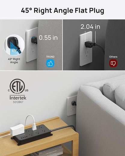 TROND Power Strip Surge Protector, 7 Widely-Spaced Outlets, 2 USB-A & 2 USB-C - Image 5