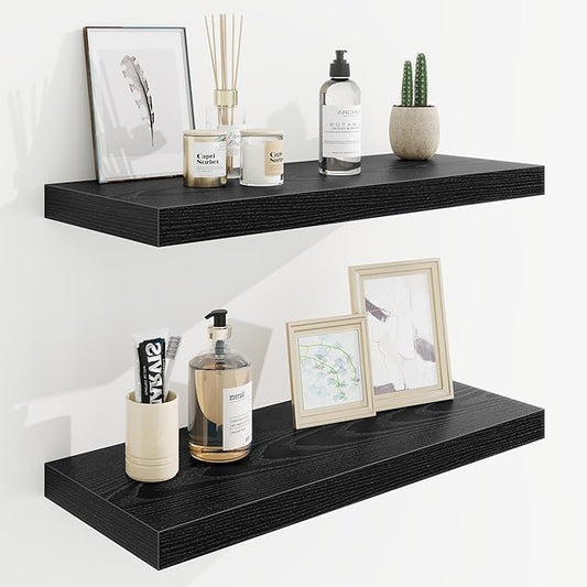 24in Floating Shelves for Wall, 2 Pack Long Wall Mounted Engineered Wood Shelves by Marsmiles