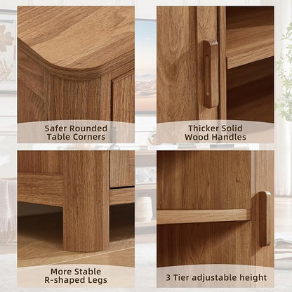 Joaxswe Farmhouse 55" Entertainment Center, Dark Wood Tv Stand - Image 6