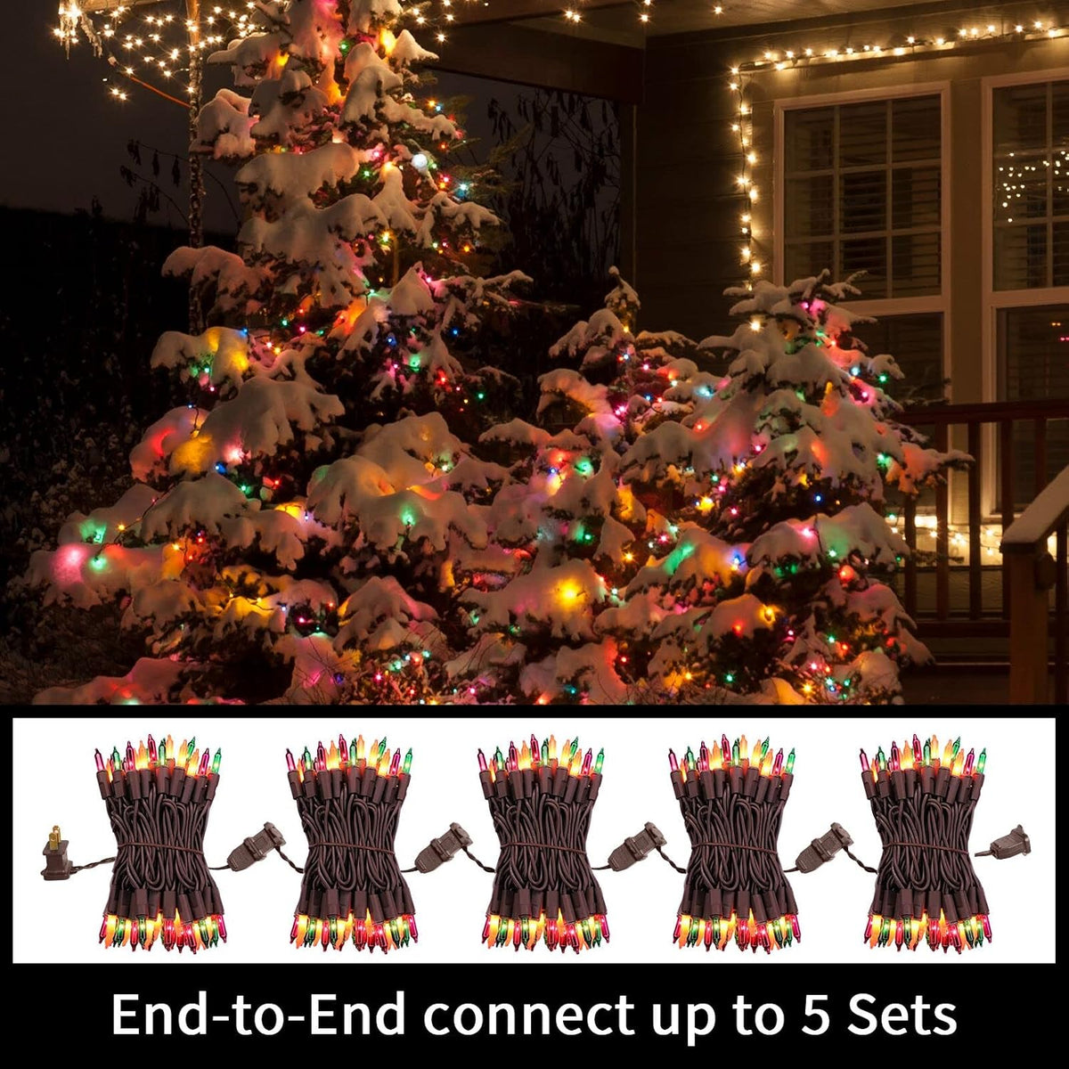 LAMPHOME Halloween String Lights - Orange Purple Green Mini Lights, 150count ...