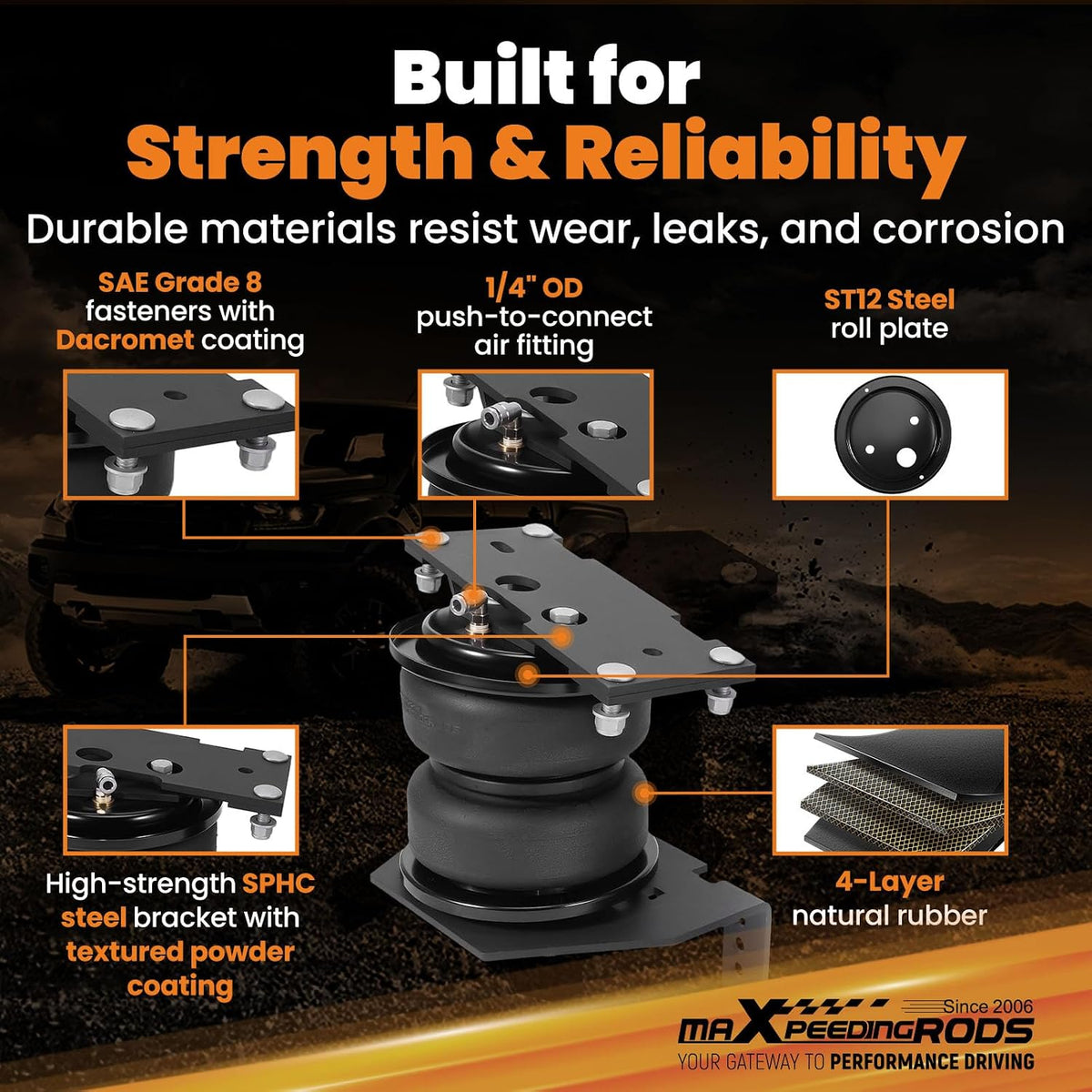 maxpeedingrods 5000 lbs air suspension bag kit for, side view