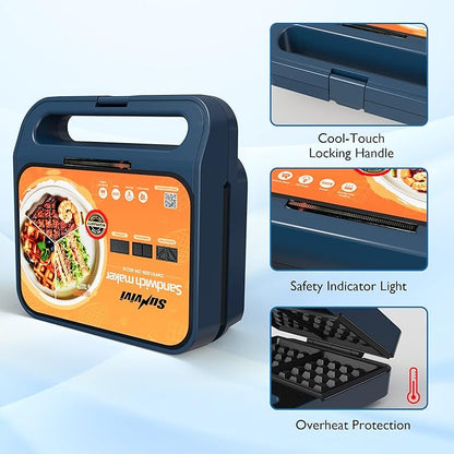 Sandwich Maker Panini Press Grill, 3 in 1 Electric Waffle Maker - Image 3