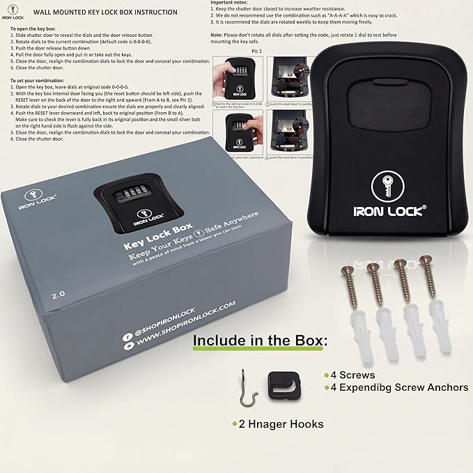 Iron Lock® Key Lock Box Wall Mount – Medium Waterproof Heavy-Duty Metal Safe - Image 9