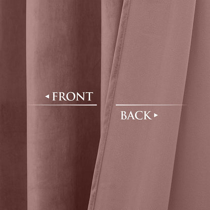 Wild Rose Pink Velvet Curtains Nursery Privacy, W52 x L94, 2 Panels | Room Darkening, Back Tab Pinch Pleat, Thermal Window Drapes, Privacy & UV Protection for Bedroom, Girls' Room, Living Room
