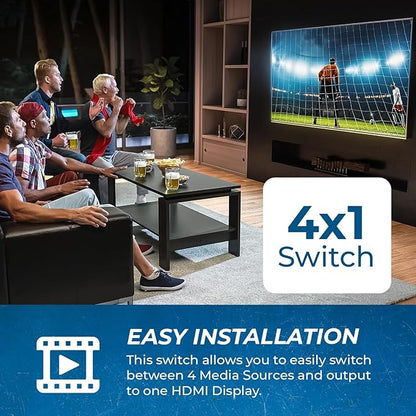 OREI Quad Multi HDMI Viewer 4 in 1 Out HDMI Switcher 4 Ports Seamless Switcher - Image 7