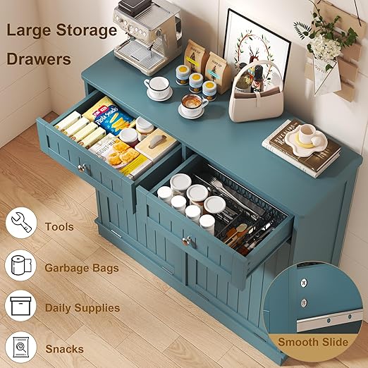 Tilt Out Trash Cabinet with Double Hidden Trash Can Holder, Kitchen Free - Image 6
