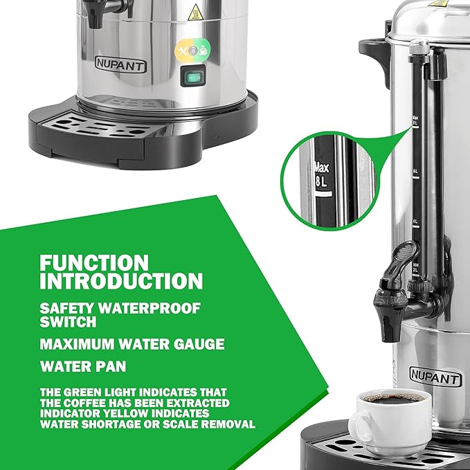Commercial Coffee Urn 50 Cup/8L Coffee Dispenser - Image 5
