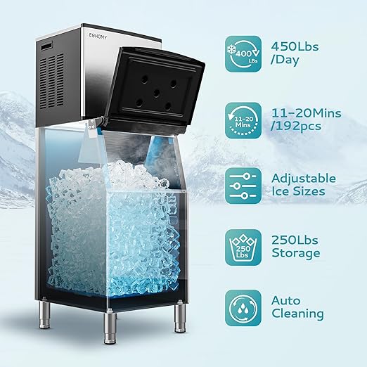 EUHOMY Commercial Ice Maker Machine, 450 lbs/24H Industrial Ice Machine - Image 2