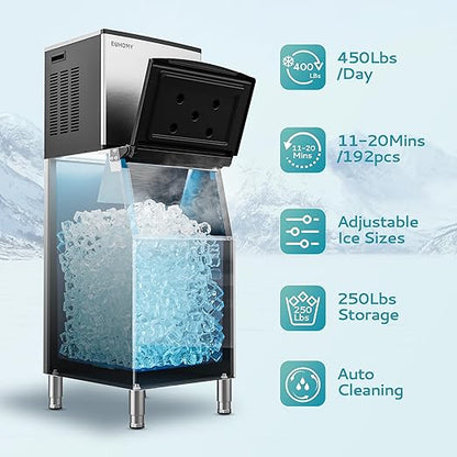 EUHOMY Commercial Ice Maker Machine, 450 lbs/24H Industrial Ice Machine - Image 2