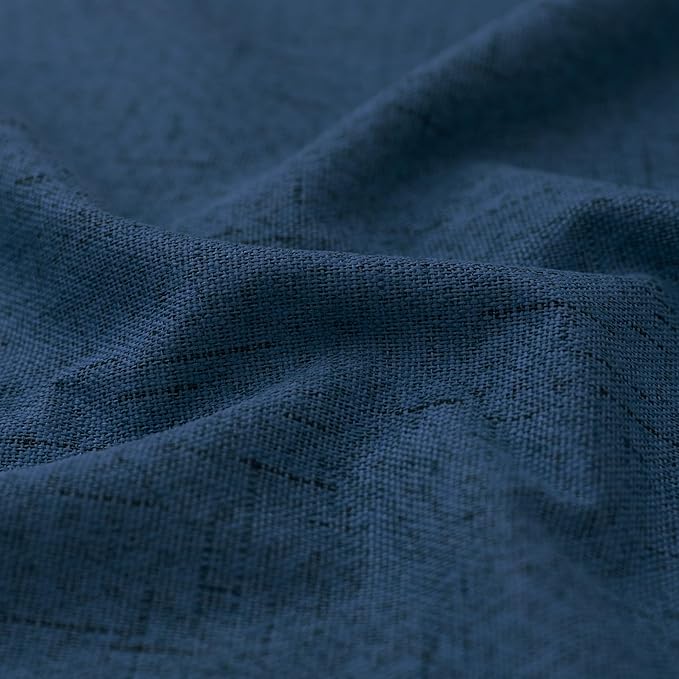 KOUFALL Navy Blue Curtains 108 Inches Long Blackout Linen Back Tab Pleated - Image 9