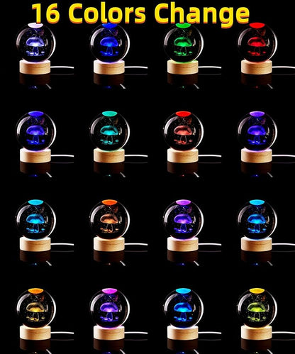 Conalisk 3D Mushroom Crystal Ball Lamp, Lifelike LED Mushroom Night Light - Image 2