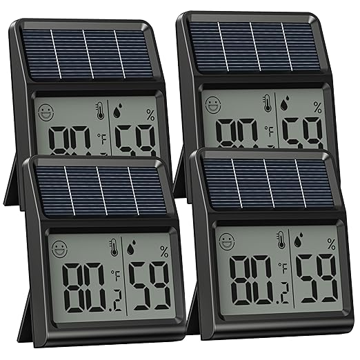 Digital Indoor Thermometer & Hygrometer, Light Powered Solar Indoor Temperature by BaldrInc