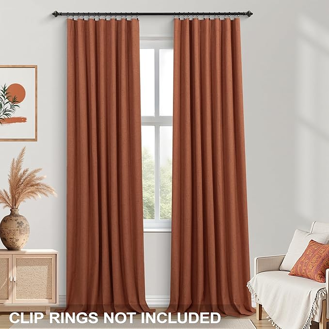 KOUFALL Terracotta Rustic Boho Blackout Curtains 84 Inch Long - Image 3