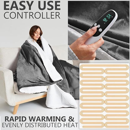 Heated Blanket Electric Luxurious Fleece Queen Blanket, 9 Heat Settings & 12H - Image 3