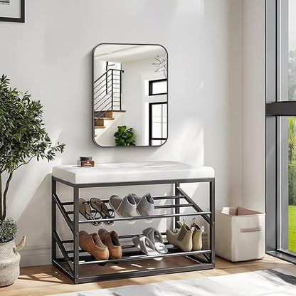 Bathroom Mirror, 18 x 24 inch Metal Framed Black Rectangle Mirror, Rounded - Image 6