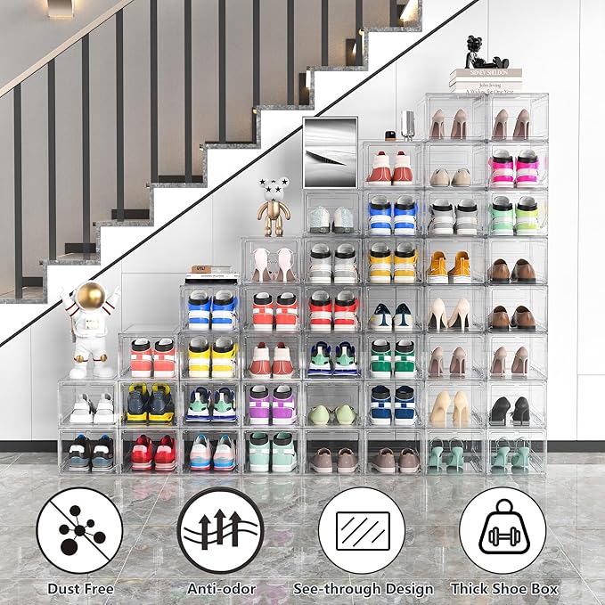 12 Pack Hard Sturdy Thickened Rigid XX Large Shoe Storage Organizer - Image 2