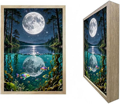 URVIP LED Glowing Photo Frame, 3D Starry-Sky Moon Animal Wall Art, 9x12 Inches by URVIP