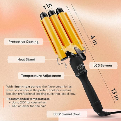 Alure Three Barrel Curling Iron Wand Hair Waver - Image 6
