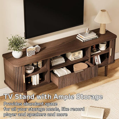 DAMCROP Fluted TV Stand, 55 Inch Mid Century Modern Media Console Table - Image 5