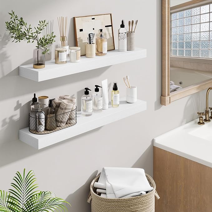 Fun Memories Bathroom Shelves 32 Inch Long Set of 2, Floating Shelves - Image 3