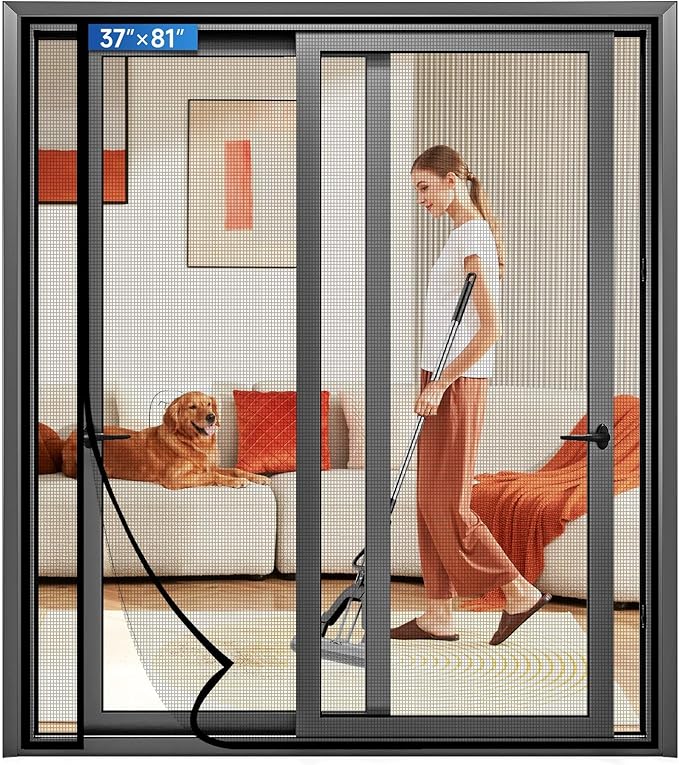 Magnetic Screen Door Left Right Side Opening Upgraded PET Mesh Greater Than by Longeas