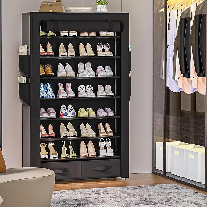 OYREL Tall Shoe Rack Dustproof Cabinet Large Capacity 8 Tier Shoe Organizer - Image 2