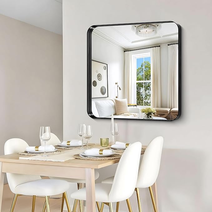 CIRCUMI Black Bathroom Mirror, Rounded Corner, Tempered Glass, Mirror - Image 6