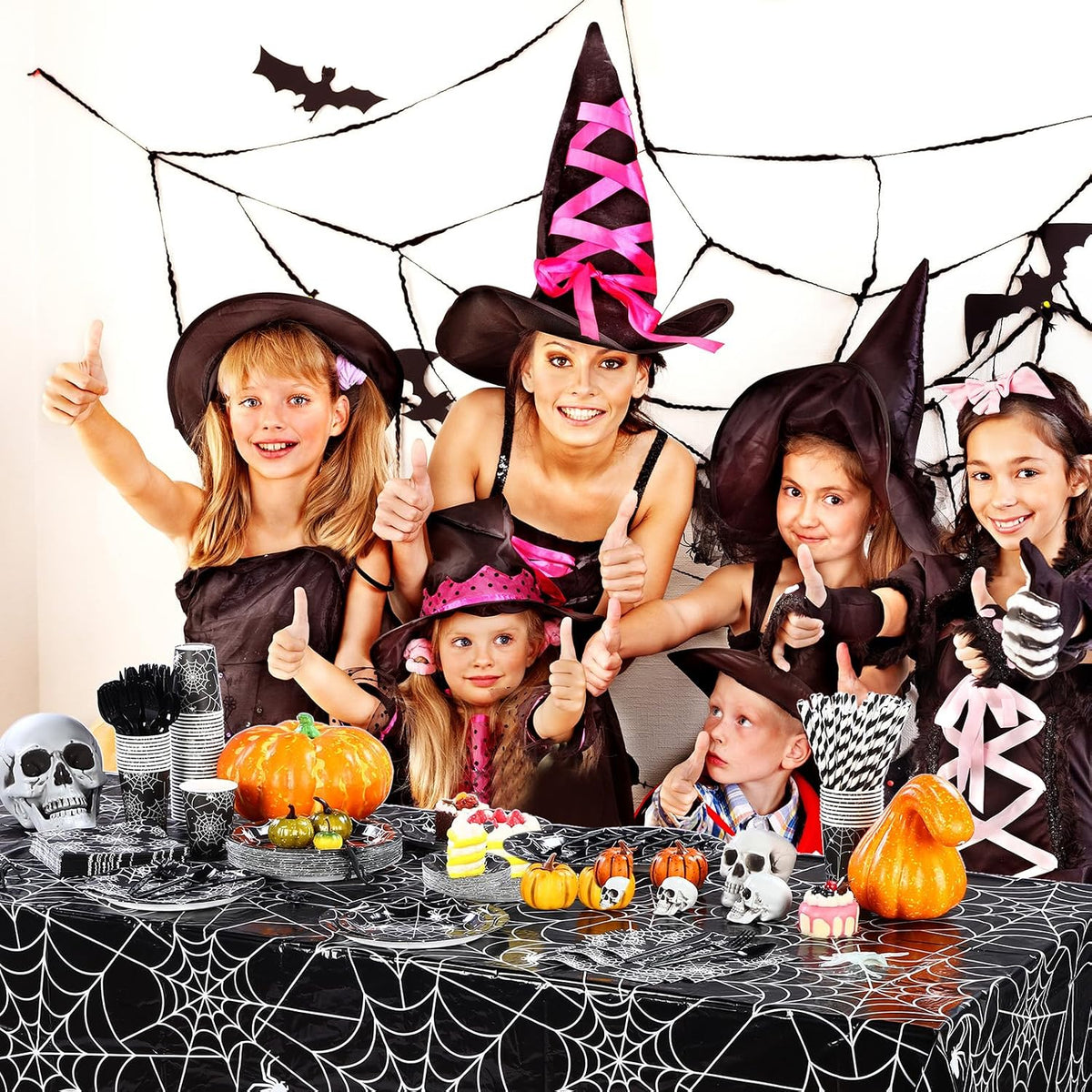 Funnymoom 452 Pcs Halloween Spiderweb Party Supplies Tableware for 50 Guest