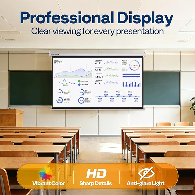 VIVOHOME 80 Inch 16:9 Pull Down Projector Screen, HD 4K Retractable Movie Screen - Image 6