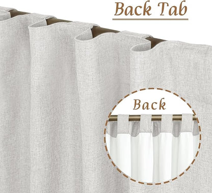 LAMIT 100% Blackout Short Linen Curtains, 48 Inch Length Linen Textured Thermal - Image 6