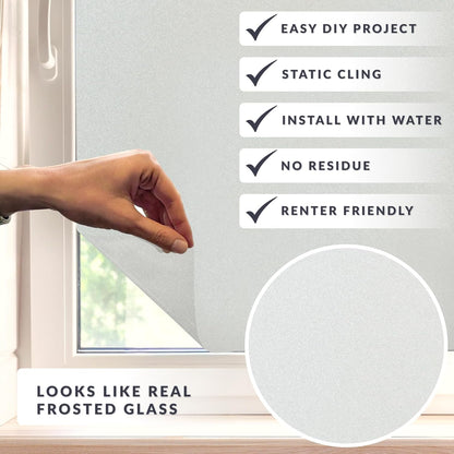 Natural Frost Light Effects Window Privacy Film by Artscape - Decorative Frosted Glass Design, Static Cling, Privacy from Both Sides, Reduces Glare, Helps Create a Calm Space - 17.72 x 72 Inch