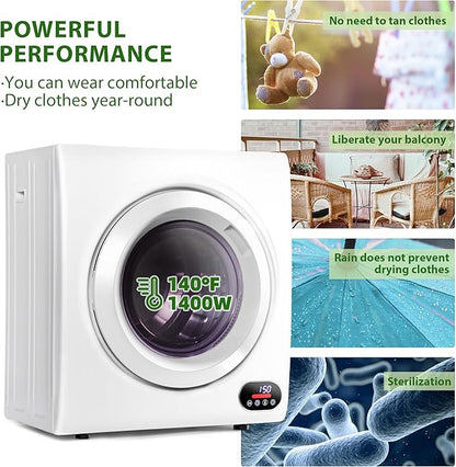 Euhomy Compact Laundry Dryer, 2.65 cu ft Front Load Stainless Steel Clothes - Image 2