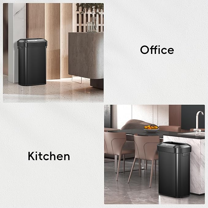 EKO Urban 24 Gallon/90 Liter Open Top Stainless Steel Slim Commercial Trash Can - Image 7