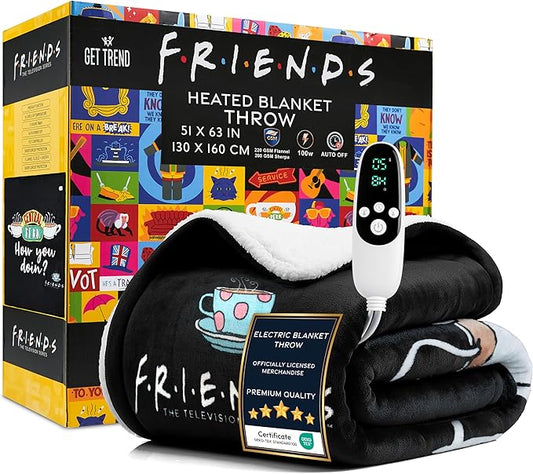 Friends TV Show Heated Blanket Electric, Luxurious Soft Fleece Throw, Fast by GetTrend