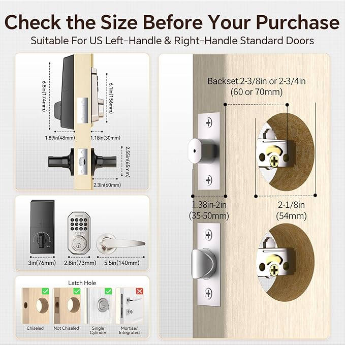 VCHOO Keyless Entry Door Lock Set Smart Locks - Image 7
