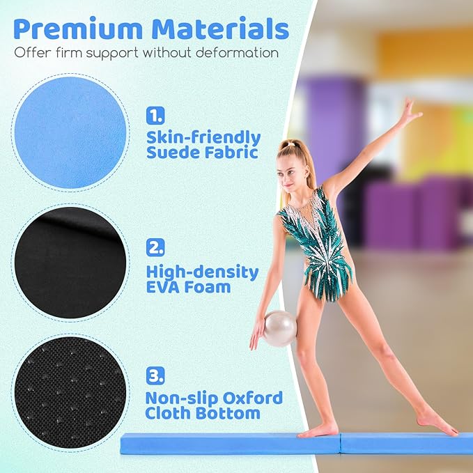 Giantex 7FT/8FT/9FT Balance Beam, Folding Gymnastics Beam w/Carry Handles - Image 2