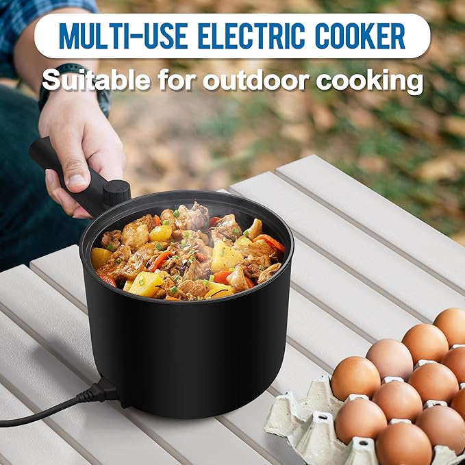 Topwit Hot Pot Electric, 1.5L Ramen Cooker, Portable Non-Stick Frying Pan - Image 4