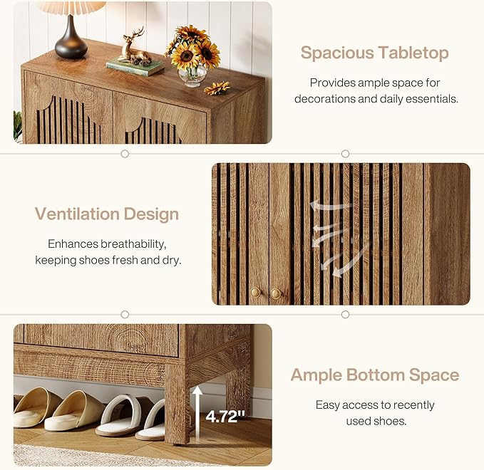 Tribesigns Shoe Cabinet with Doors, 5-Tier Shoe Storage Cabinet with Adjustable - Image 9