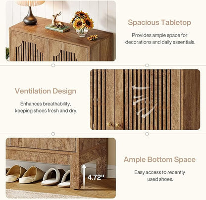 Tribesigns Shoe Cabinet with Doors, 5-Tier Shoe Storage Cabinet with Adjustable - Image 9