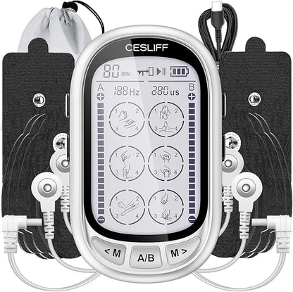 Dual Channel TENS EMS Unit Large Screen 24 Modes 36 Levels Intensity Muscle by CESLIFF