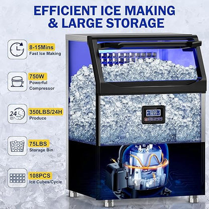 Commercial Ice Maker Machine, 350Lbs/24H - Image 3