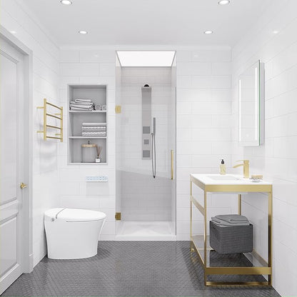 ANZZI 70" x 24" Frameless Shower Door in Brushed Gold, Water Repellent Glass - Image 2