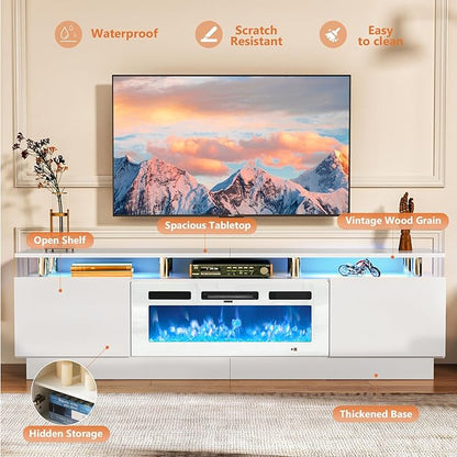 Fireplace TV Stand with 36” Electric Fireplace, 80” 2 Tier TV Console Stand - Image 7