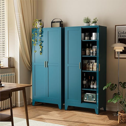 COFaR 71" Pantry Cabinet in Peacock Blue, 5-Tier Storage by COFAR