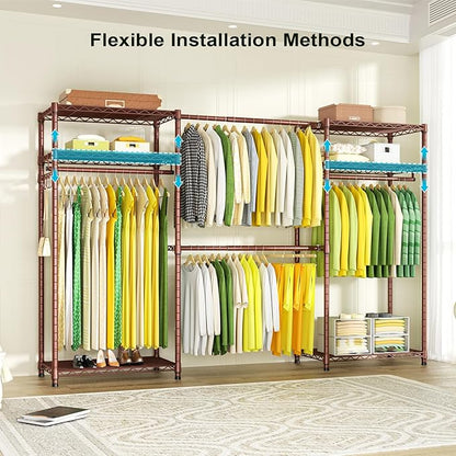 Ulif E1 Heavy Duty Closet Garment Rack, 6 Tiers Adjustable Metal Freestanding - Image 4