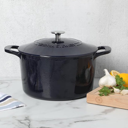 Martha Stewart Gatwick 7 QT Enamel Cast Iron Dutch Oven – Navy Blue, Heavy-Duty - Image 3