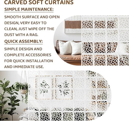 24 Pcs PVC Hanging Room Divider, Flower Carving Pattern Panels, Decorative Wall - Image 5