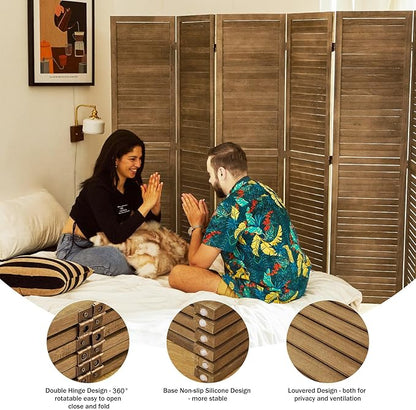 Room Dividers and Folding Privacy Screens, Wood Louvered Separators Divider Wall - Image 2